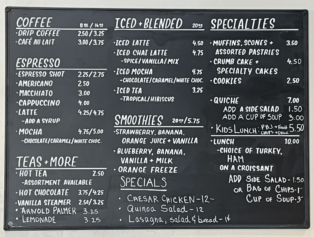 Holy Grounds Cafe Menu